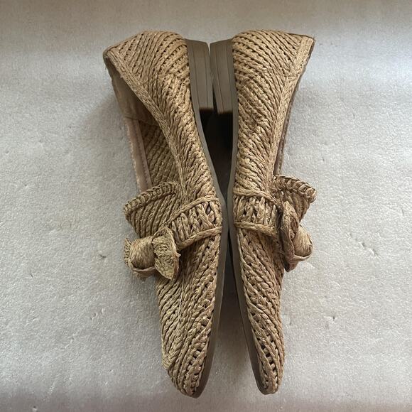 Charles David Shoes Womens Size 8.5 M Tan Finite Woven Raffia Bow Loafers Flats - Picture 4 of 9